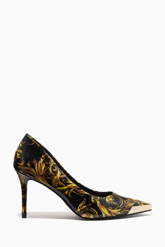 Scarlett Pumps in Baroque Print Patent Leather, Black