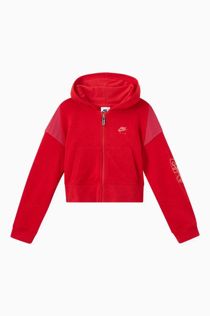 

Zip-Up Hoodie in French Terry, Red