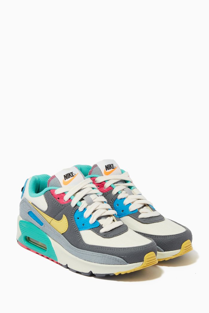 

Air Max 90 Sneakers in Canvas & Suede, Multicolour