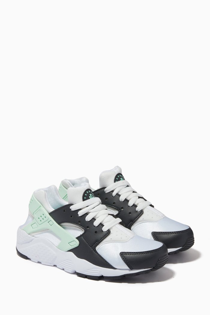Huarache Run Sneakers in Leather, White