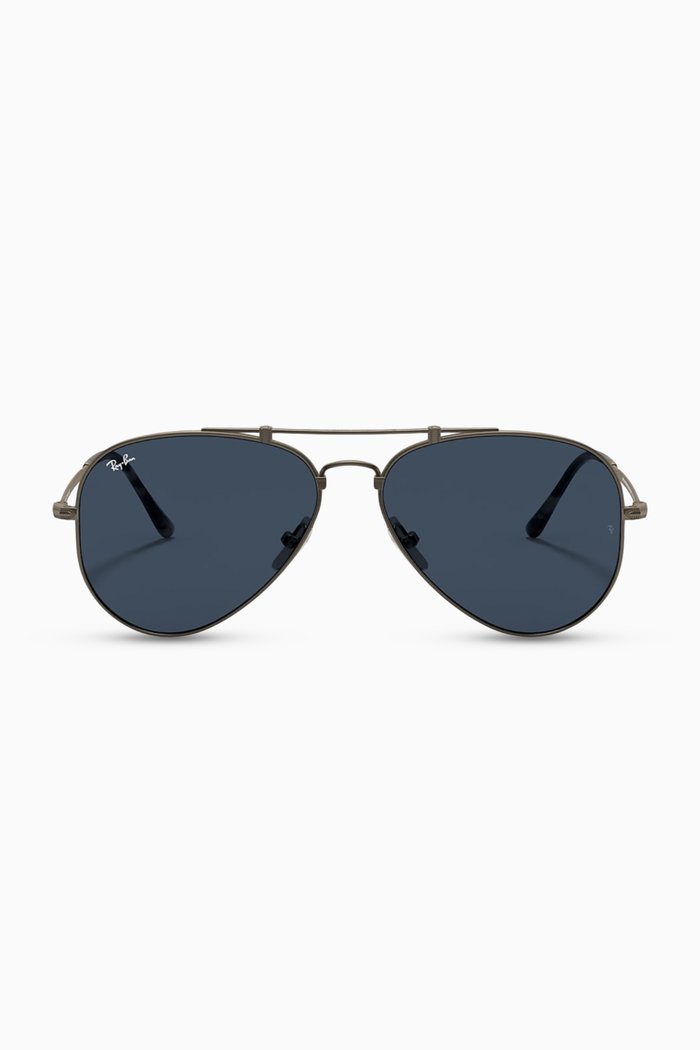 

x Scuderia Ferrari Aviator Sunglasses in Titanium, Blue