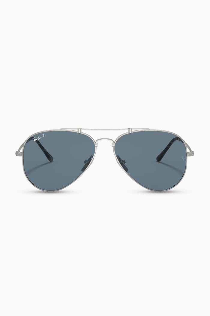 

x Scuderia Ferrari Aviator Sunglasses in Titanium, Silver