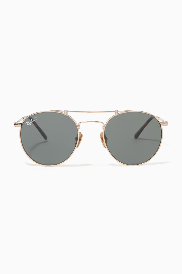 

x Scuderia Ferrari Round Sunglasses in Titanium, Gold
