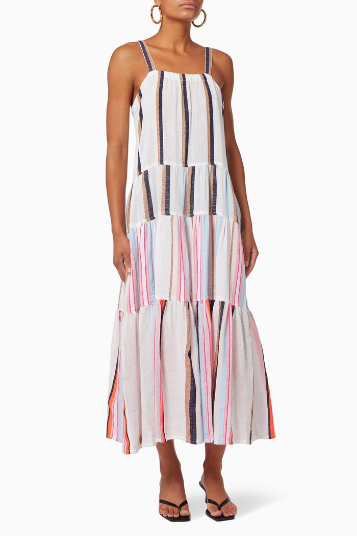 

Bandira Tier Cascade Dress in Cotton Blend, White