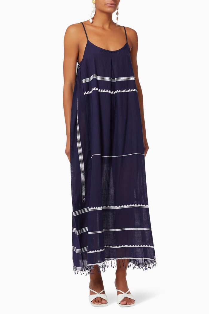 

Nunu Long Slip Dress in Cotton, Blue
