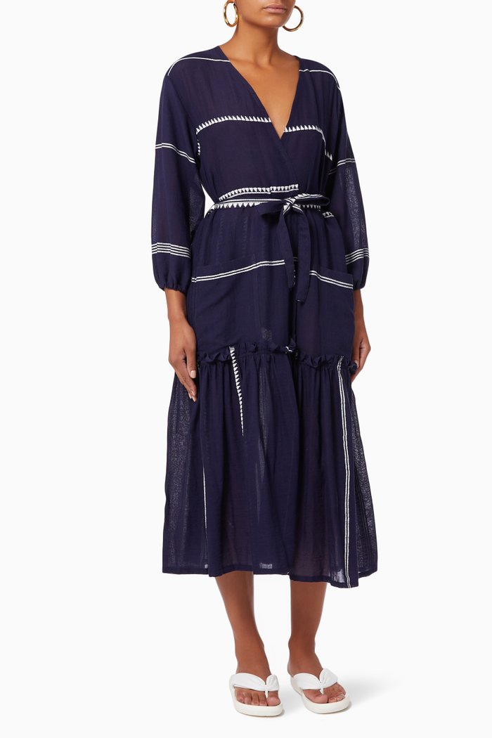 

Nunu Long Robe in Cotton, Blue