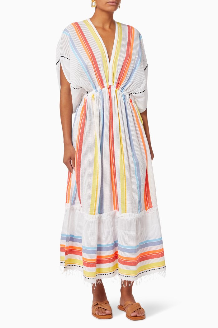 

Mokati Plunge Neck Dress in Cotton Blend, Multicolour