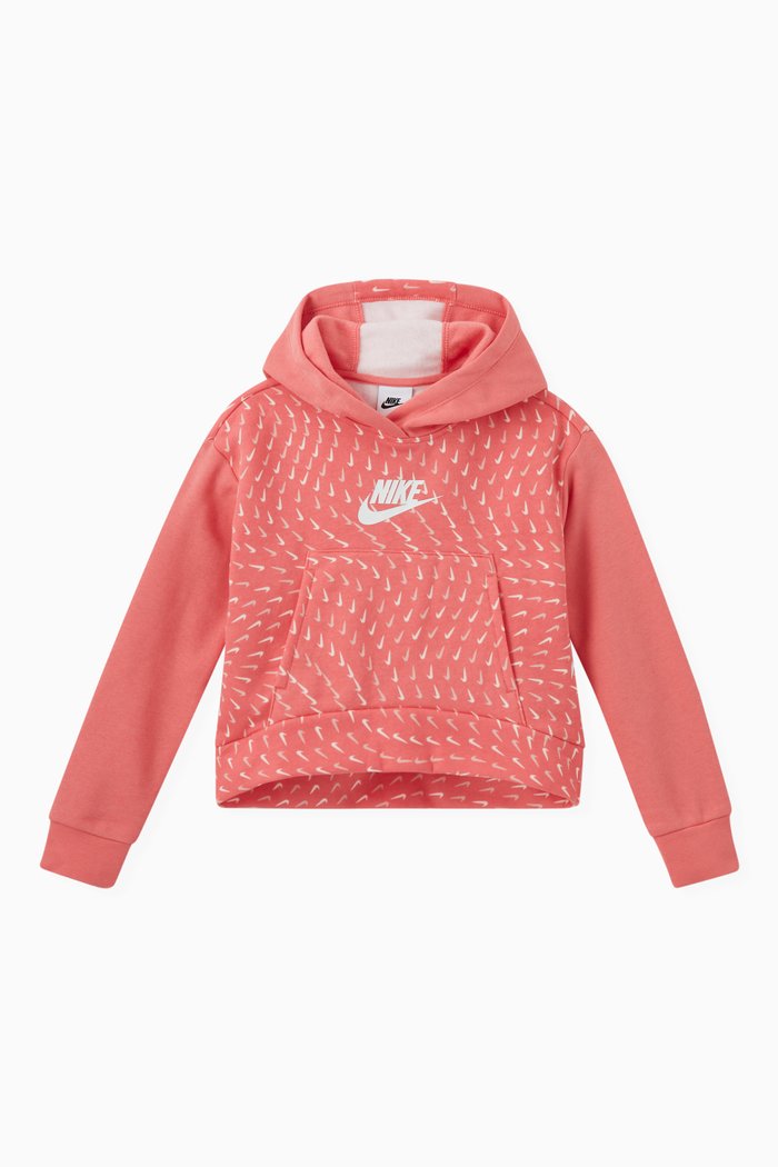 

Sportswear Printed Hoodie in Fleece, Pink