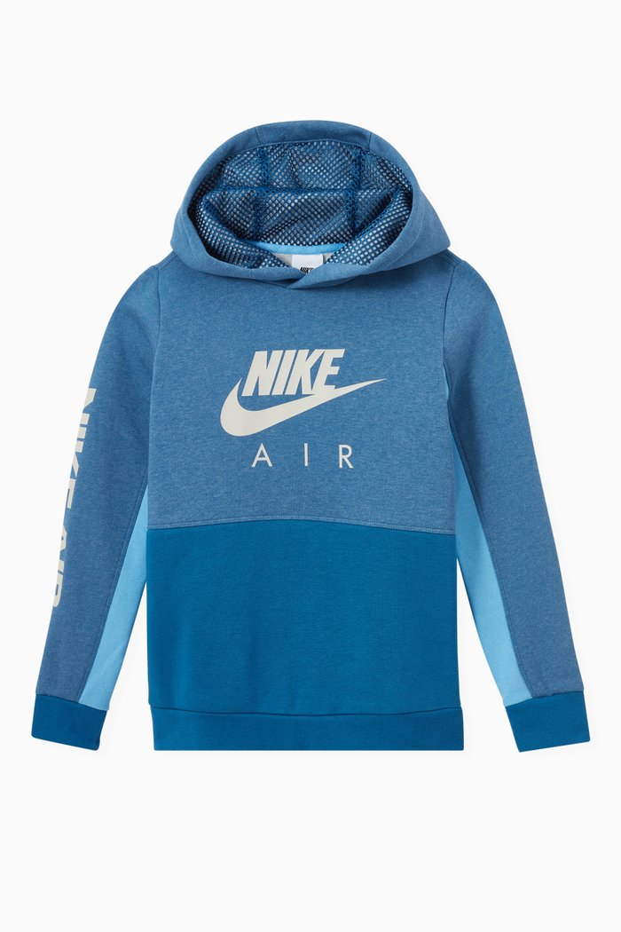 

Sportswear Colour-blocked Hoodie in Cotton Fleece, Blue