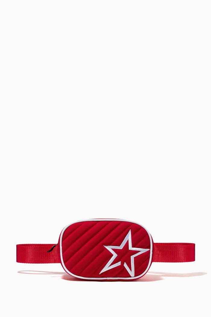 Star Bum Bag in Quilted Nylon, Red