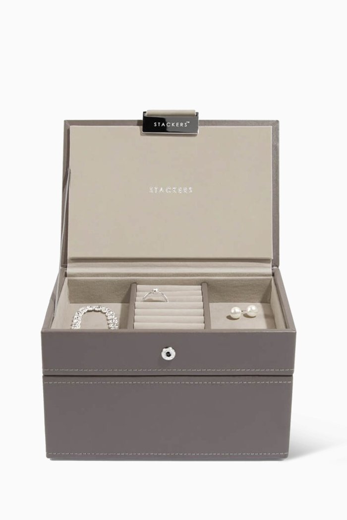 

Mini 2-layer Jewellery Box in Vegan Leather, Grey