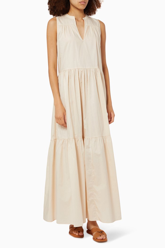 Juniper Maxi Dress in Cotton Poplin, Neutral