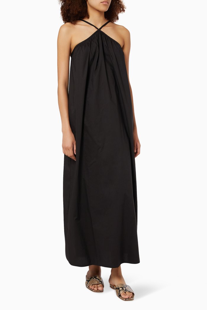 

Indy Maxi Dress in Cotton Poplin, Black