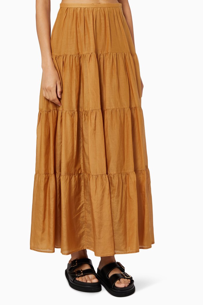 

Xanthe Tiered Skirt in Cotton, Neutral