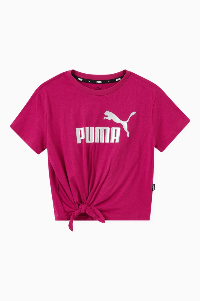 

Logo Print Knotted T-Shirt in Jersey, Pink