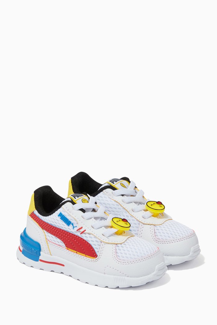 

SMILEYWORLD Graviton Sneakers in Knit Mesh & Leather, White