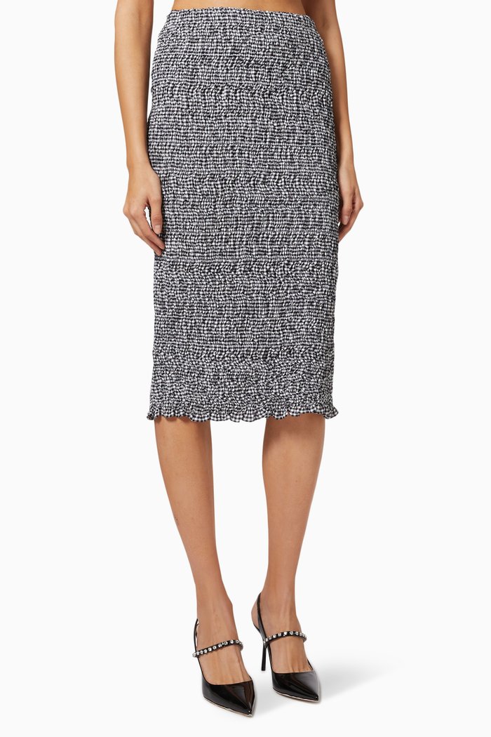 

Vichy Midi Skirt in Gingham Knit, Black
