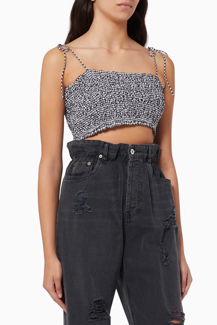 

Vichy Crop Top in Stretch Cotton, Black