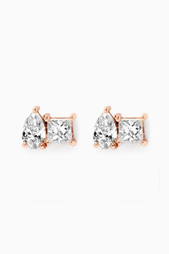

x Almasati Duo Sparkle Diamond Earrings in 18kt Rose Gold