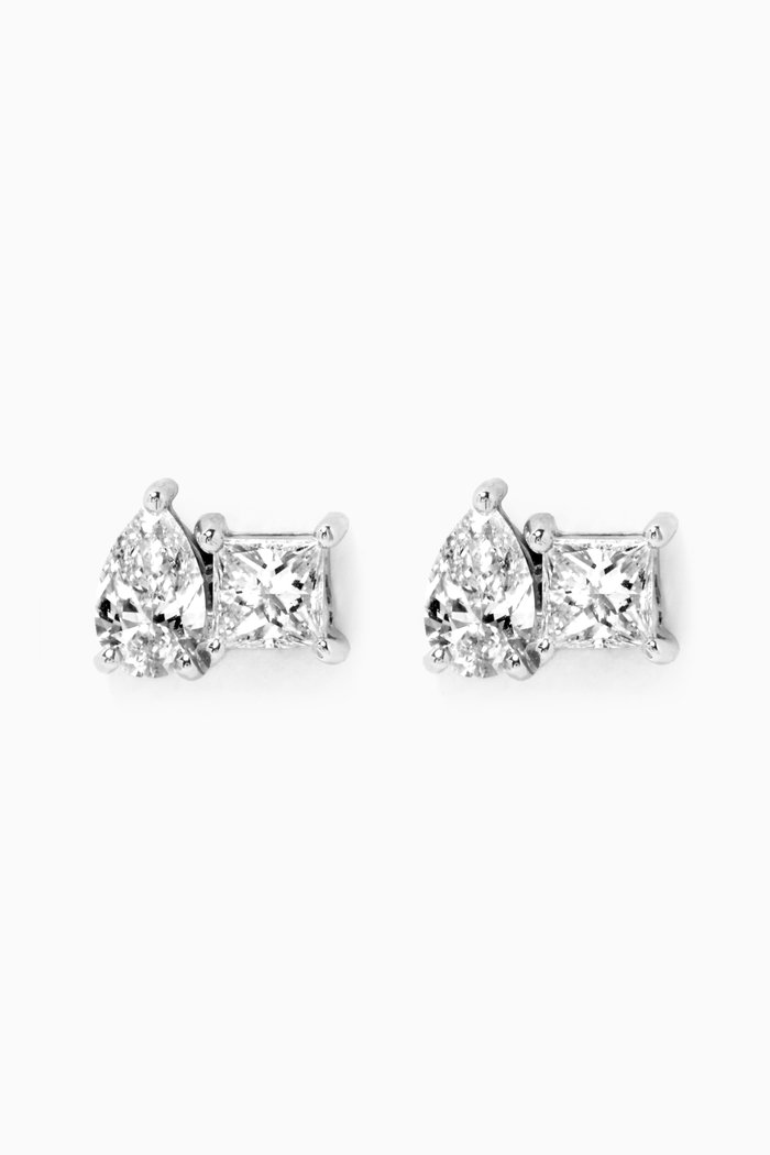 

x Almasati Duo Sparkle Diamond Earrings in 18kt White Gold