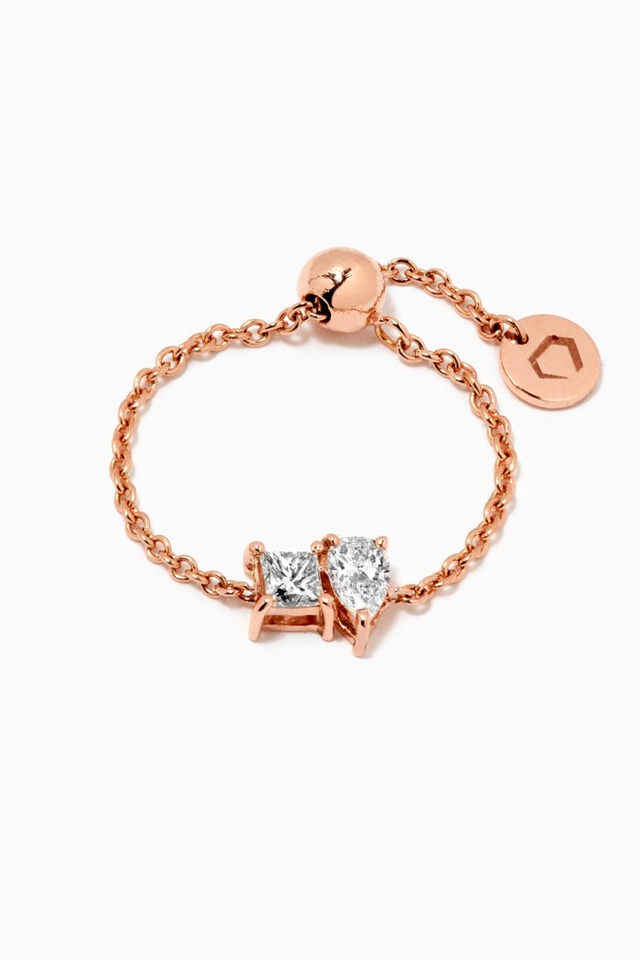 

x Almasati Duo Sparkle Diamond Chain Ring in 18kt Rose Gold