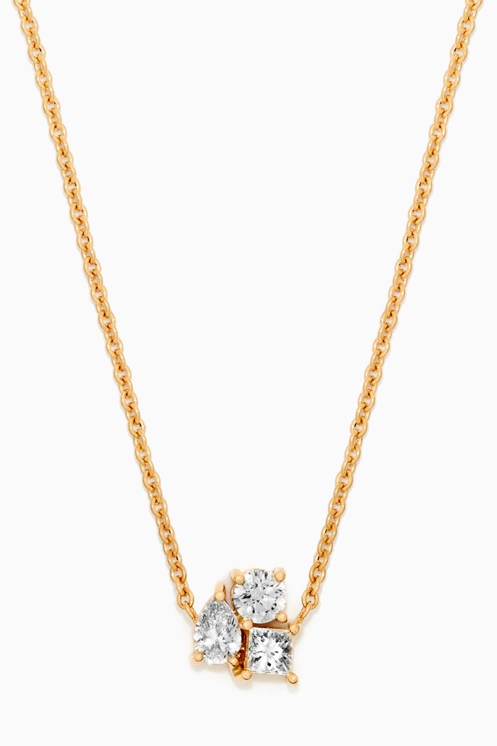 x Almasati Trio Sparkle Diamond Necklace in 18kt Yellow Gold