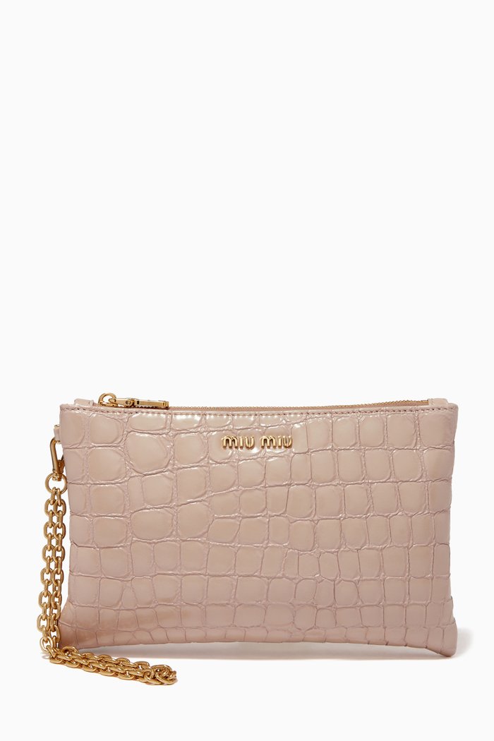 

St. Cocco Pouch in Croc-embossed Leather, Neutral
