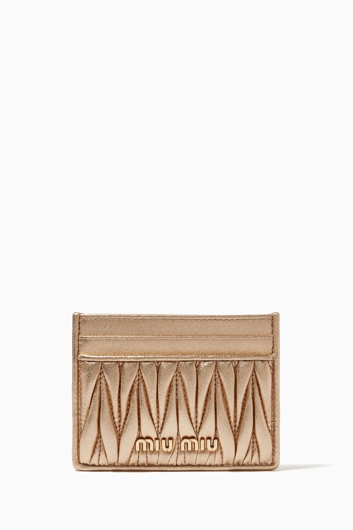 

Minuteria Card Holder in Matelassé Nappa, Gold