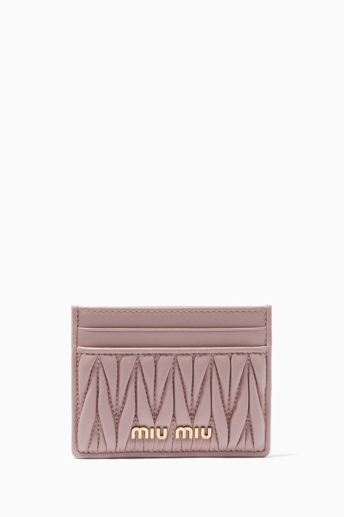 

Minuteria Card Holder in Matelassé Nappa, Pink