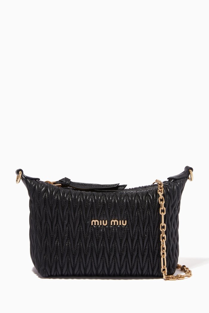

Miu Spirit Mini Bag in Matelassé Nappa, Black