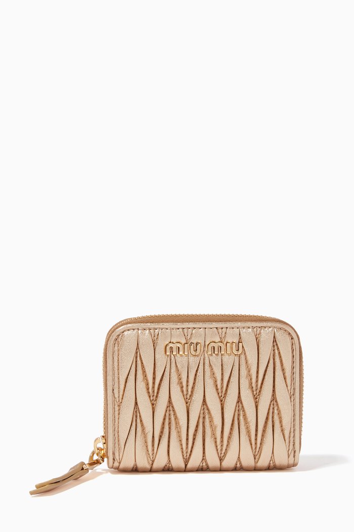 

Minuteria Coin Purse in Matelassé Nappa, Gold