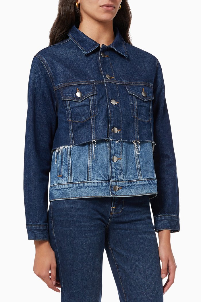 

Reconstructed Ombre Jacket in Cotton, Blue