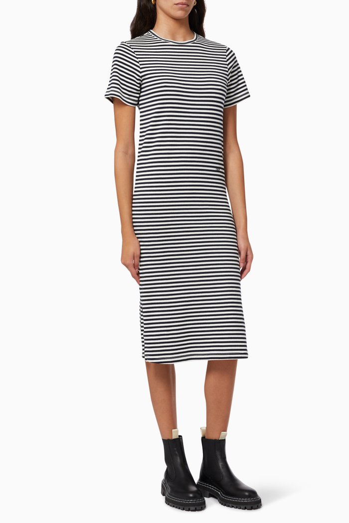 

T-shirt Dress in Stripe Organic Cotton, Blue
