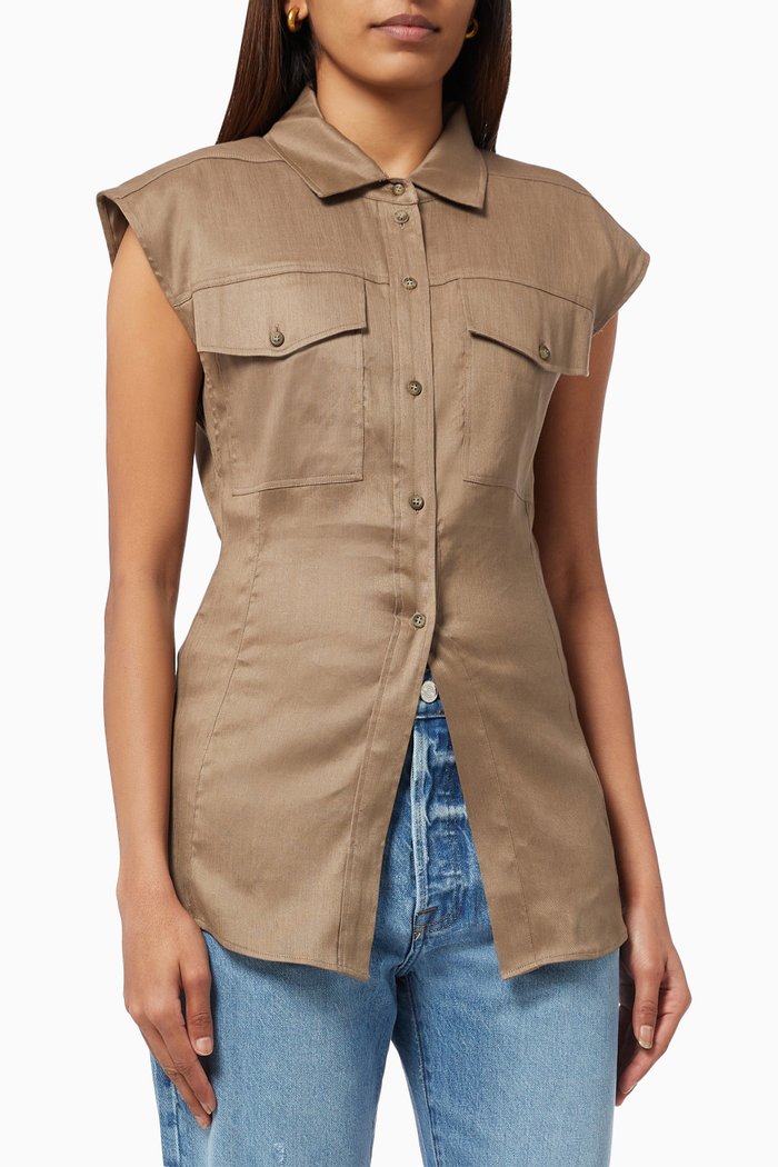 

Cutaway Arie Top in Linen, Neutral