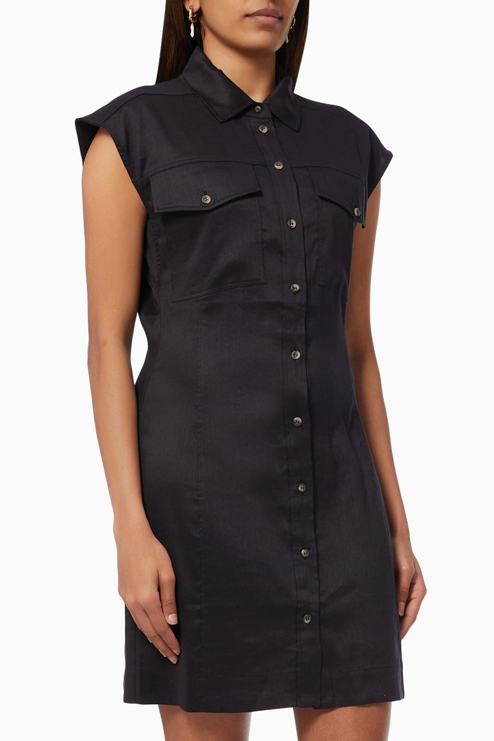 

Arie Shirt Dress in Linen, Black