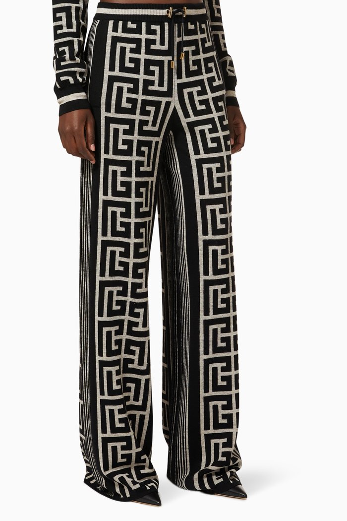 

Wide Pants in Monogram Wool, White