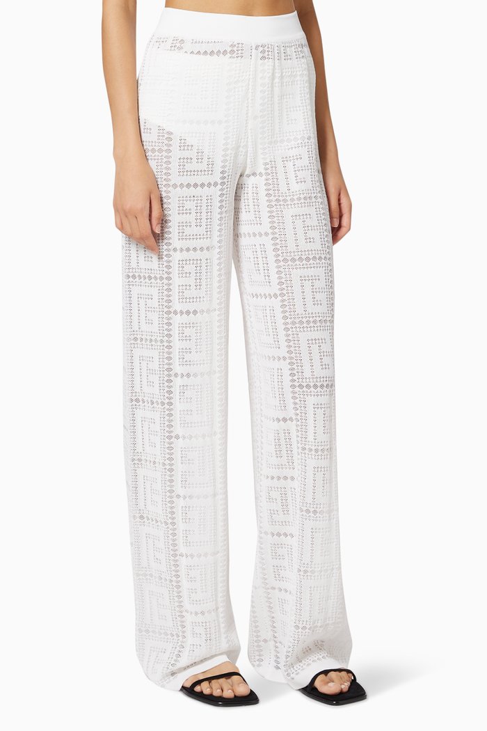

Monogram Pants in Sheer Lace, White
