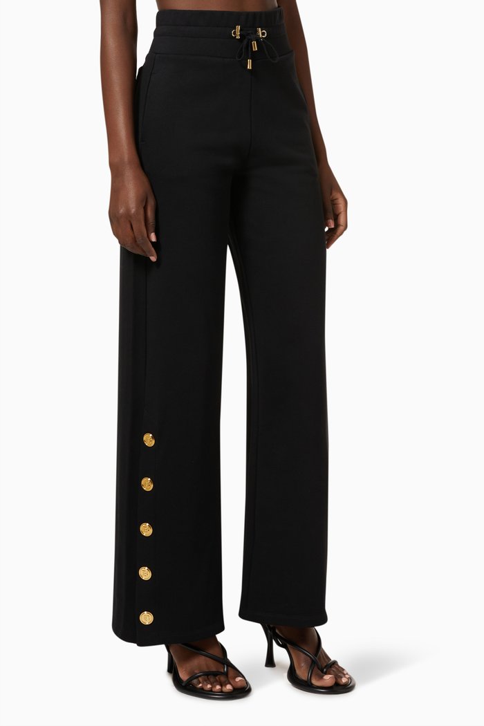 

Button-Sided Sweatpants in Cotton Fleece, Black