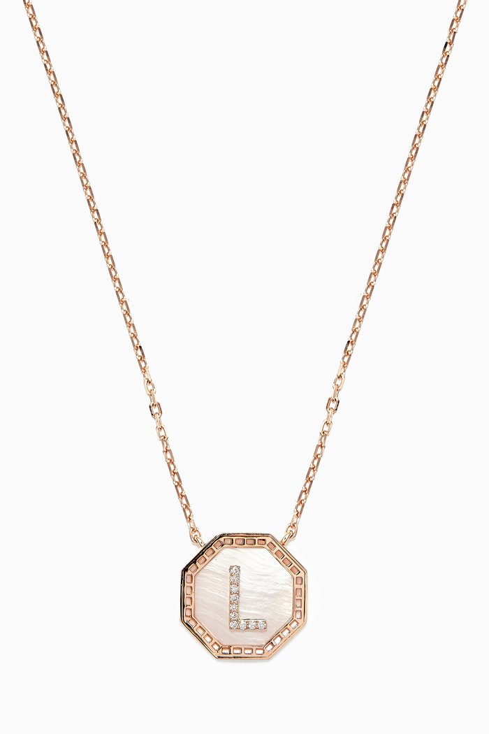 Harf Turath Letter Necklace with Diamonds in 18kt Rose Gold