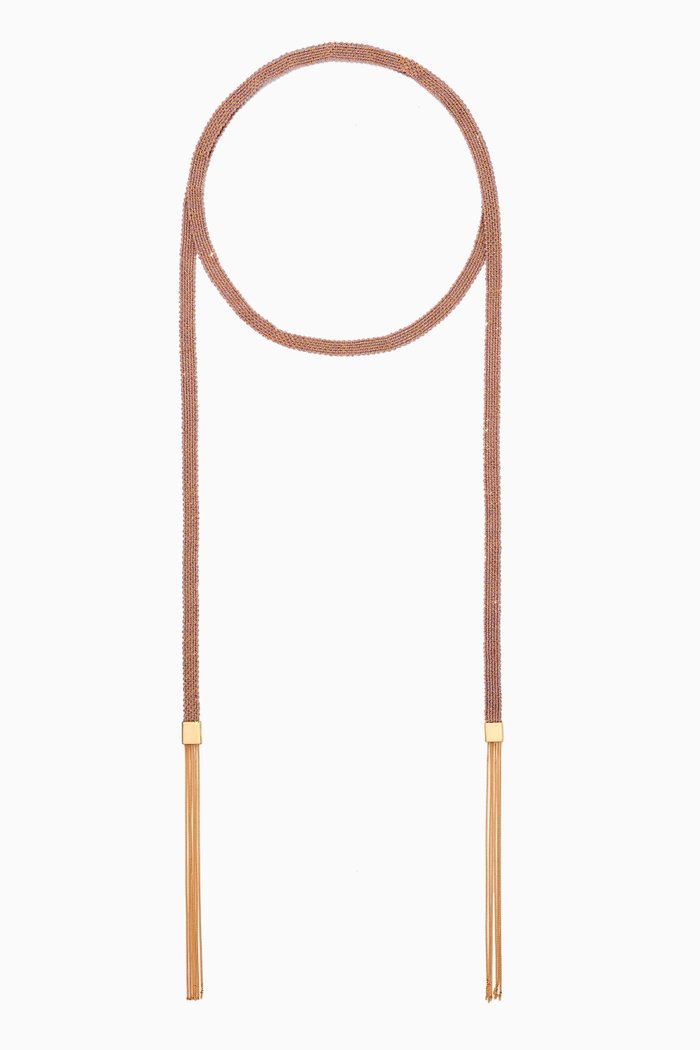 

x Ounass Sukar Scarf Wrap Necklace in Silk & 18kt Yellow Gold, Purple