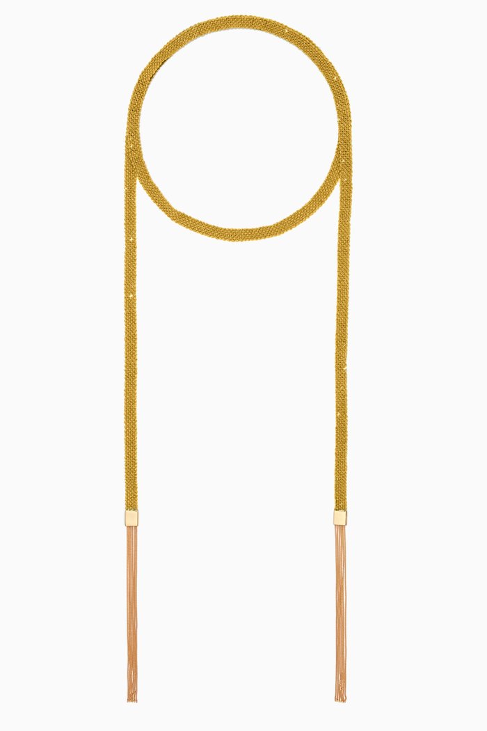 

x Ounass Sukar Scarf Wrap Necklace in Silk & 18kt Yellow Gold