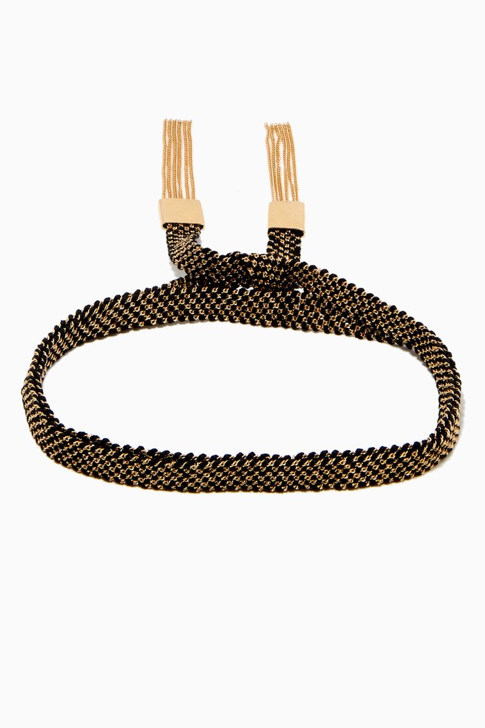 

x Ounass Sukar Wrap Bracelet in Silk & 18kt Yellow Gold, Black