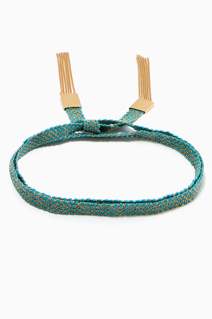

x Ounass Sukar Wrap Bracelet in Silk & 18kt Yellow Gold, Blue