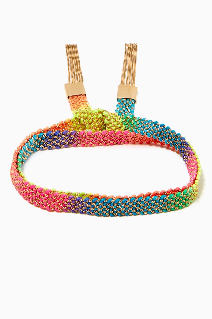 

x Ounass Sukar Wrap Bracelet in Silk & 18kt Yellow Gold, Multicolour