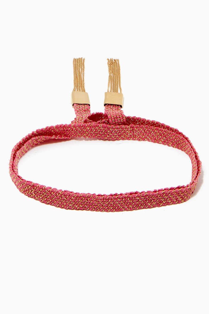 

x Ounass Sukar Wrap Bracelet in Silk & 18kt Yellow Gold, Pink