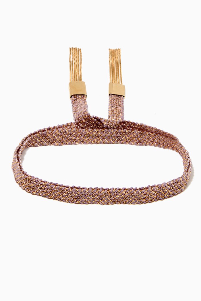 

x Ounass Sukar Wrap Bracelet in Silk & 18kt Yellow Gold, Purple