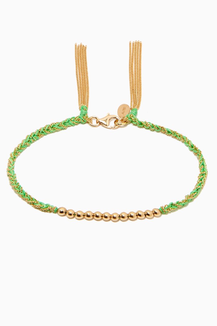 

x Ounass Sukar Bracelet in Silk & 18kt Yellow Gold, Green