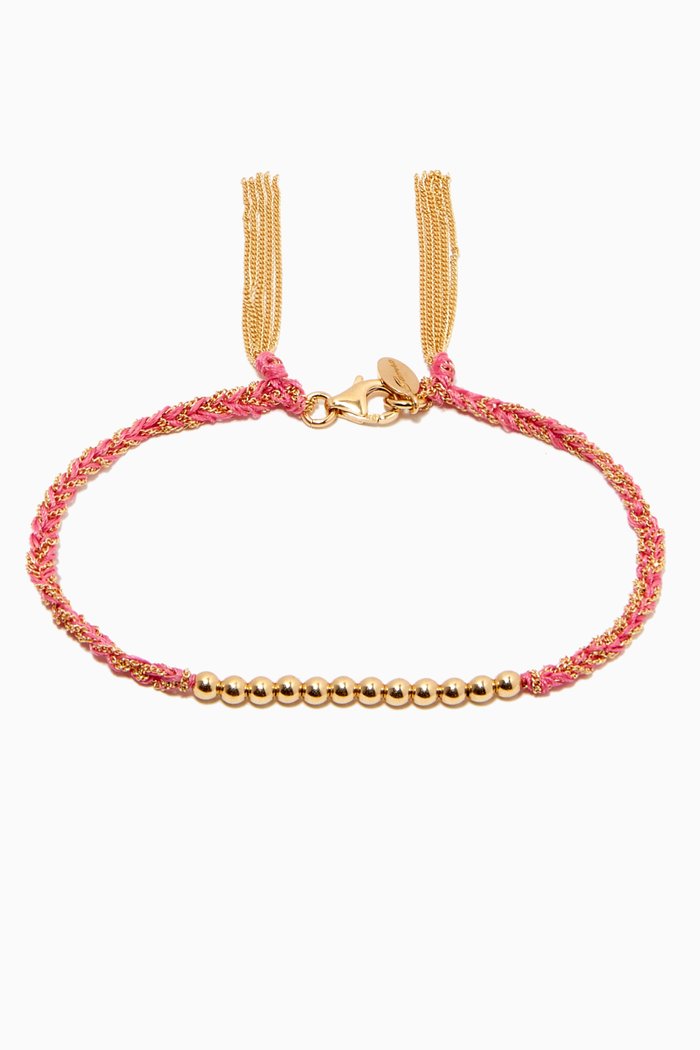 

x Ounass Sukar Bracelet in Silk & 18kt Yellow Gold, Pink