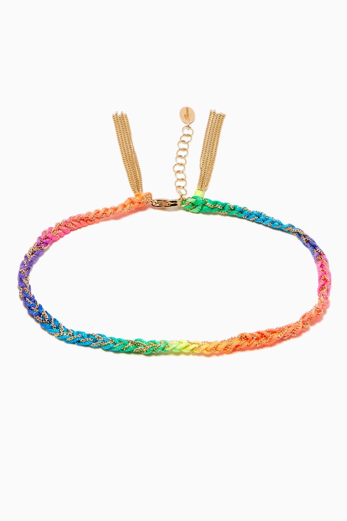 

x Ounass Sukar Anklet in Silk & 18kt Yellow Gold, Multicolour