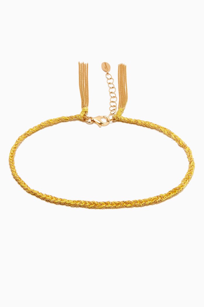 

x Ounass Sukar Anklet in Silk & 18kt Yellow Gold
